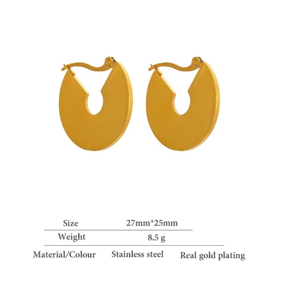 💛Gold plated round hoop earrings - Picture 3 of 3